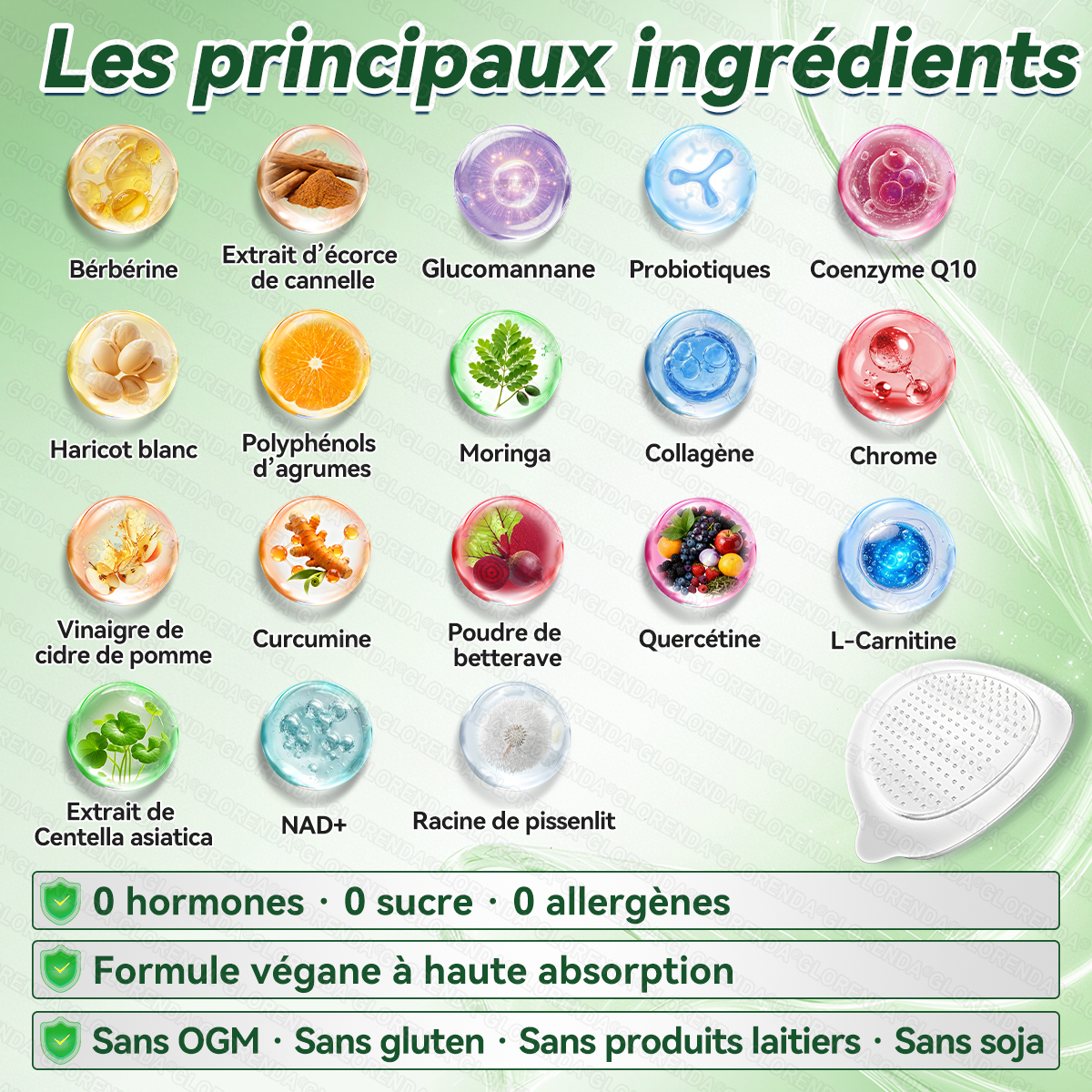 Boutique officielle 🏃🏃‍➡️𝐆𝐋𝐎𝐑𝐄𝐍𝐃𝐀® Moringa · Berbérine + NAD+ – Patch Microneedle Nano Avancé 10-en-1 (1×/jour, résultats visibles en 7 jours) | Obésité, relâchement cutané, apnée du sommeil, articulations, etc.-LYJ