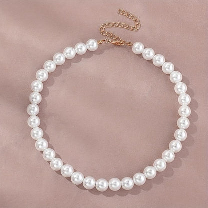 Nouveau collier chaîne simple en imitation perles d’eau douce