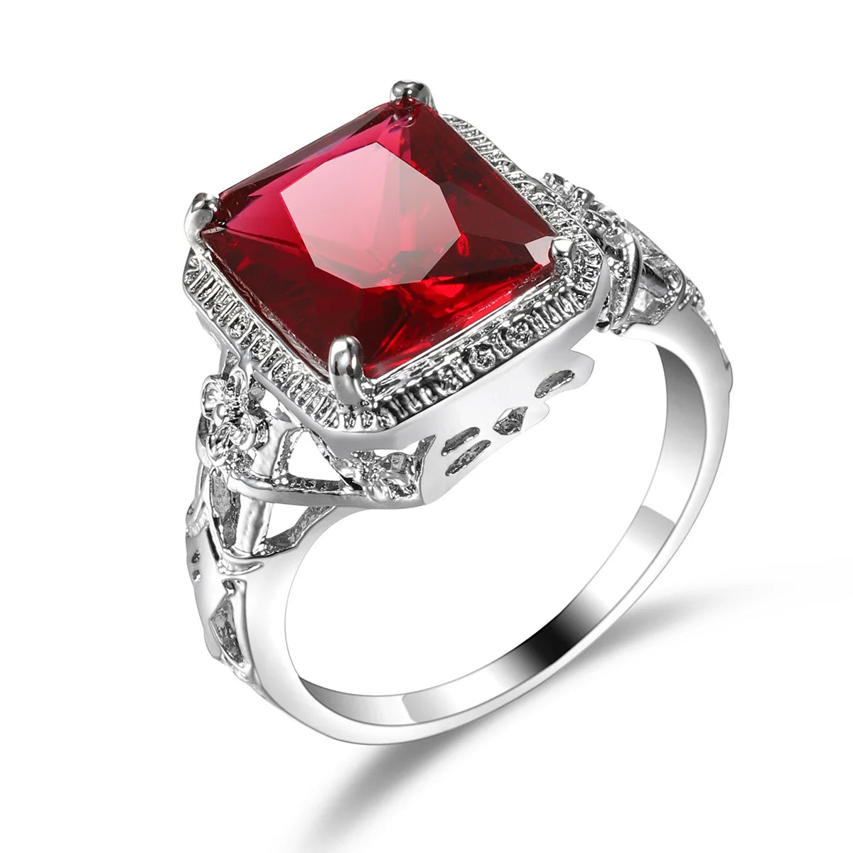 Bague de mariage pour femme avec fleur gravée ajourée